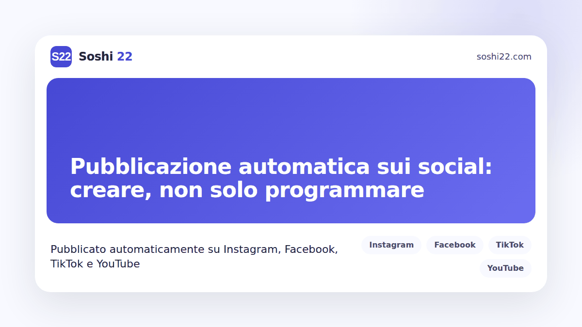 Card di un post brandizzato Soshi 22 sulla pubblicazione automatica sui social